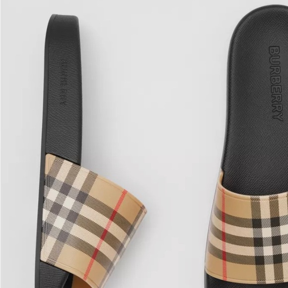 VINTAGE CHECKED BURBERRY SLIDES - Picture 6 of 7